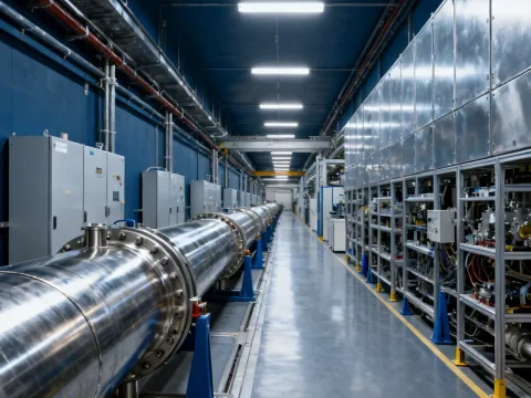 CERN Beamline Corridor with Advanced Scientific Equipment
