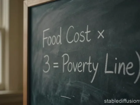 Chalkboard Formula Explaining Poverty Line Calculation