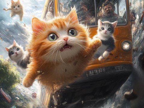 Chaotic Flight of Kittens from a Crashing Bus