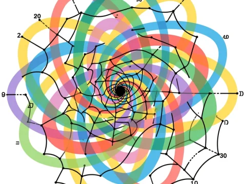 Chaotic Multicolor Venn Diagram Spiral