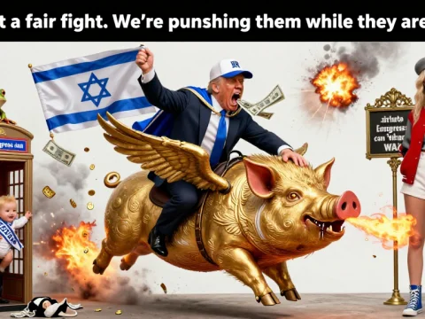 Chaotic War Pig Pop Art with Political Satire