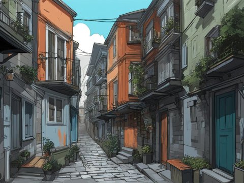 Charming Istanbul Alley with Colorful Buildings