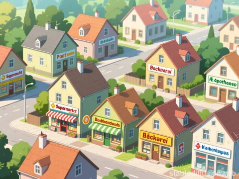 Charming Small German Town with Local Shops