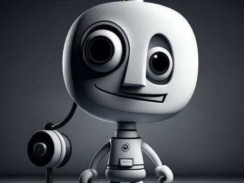 Cheerful Cartoon Robot with Big Eyes