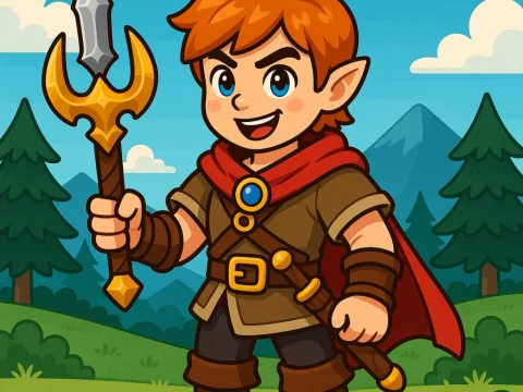 Cheerful Fantasy RPG Warrior Character