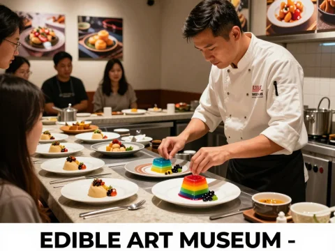 Chef Preparing Artistic Desserts at Edible Art Museum