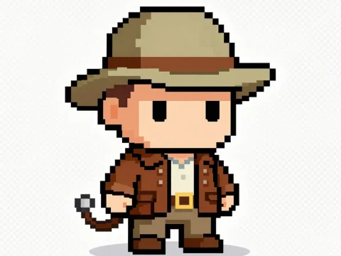 Chibi Archaeologist Pixel Art Character