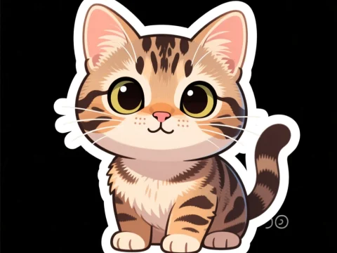 Chibi Tabby Cat with Big Eyes
