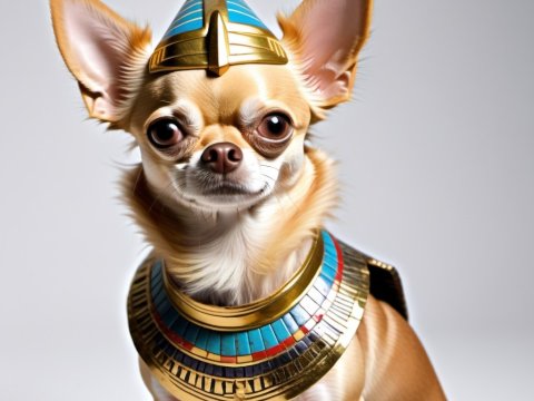 Chihuahua Dog in Ancient Egyptian Pharaoh Costume