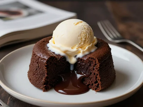 Chocolate Lava Cake with Vanilla Ice Cream