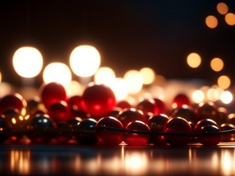 Christmas Bokeh with Red and Gold Ornaments