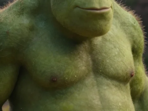 Chubby Green Orc Character in Realistic 3D Render