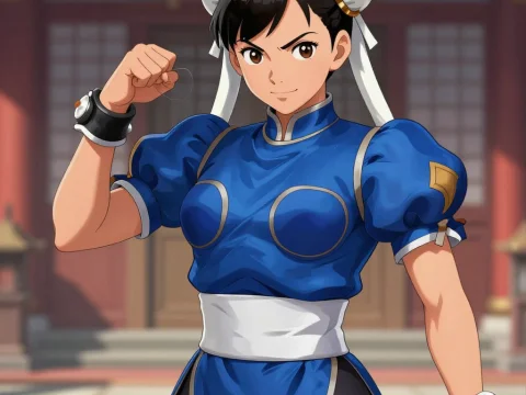 Chun-Li in Classic Blue Outfit with Confident Pose