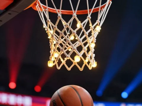 Cinematic Basketball Hoop with Glowing Net Lights