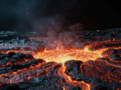 Cinematic Close-Up of Molten Lava Flow