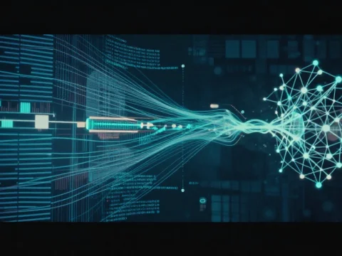 Cinematic Futuristic Data Flow Visualization