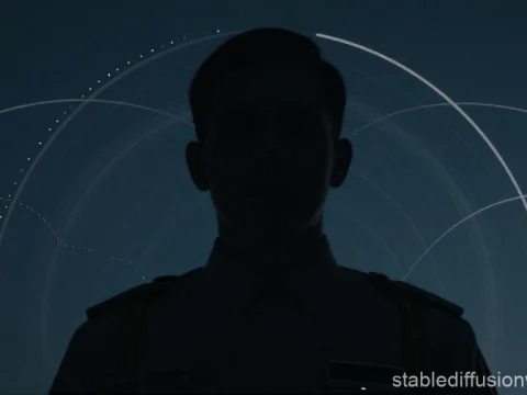 Cinematic Silhouette of a Pilot Against Night Sky