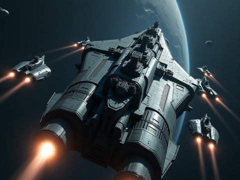 Cinematic Space Battle with Advanced Starships