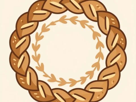 Circular Pigtail Bread Ornament Vector