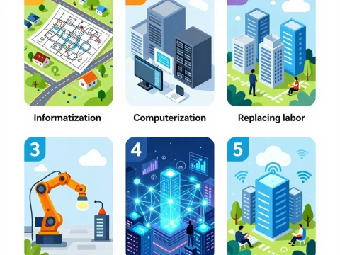 City Evolution Stages Diagram from Informatization to Digital Transformation