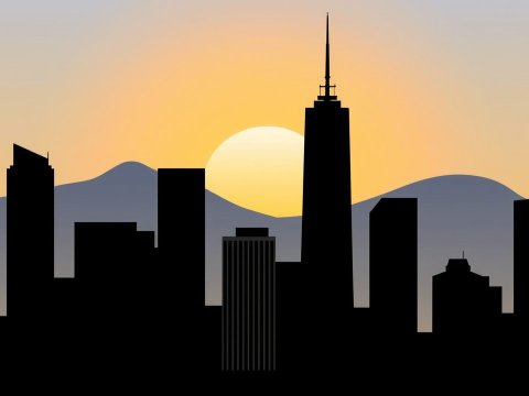 City Skyline Silhouette at Sunset