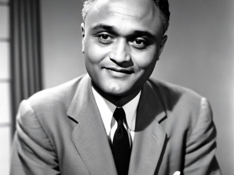 Classic Black and White Portrait of a Smiling Man in Suit