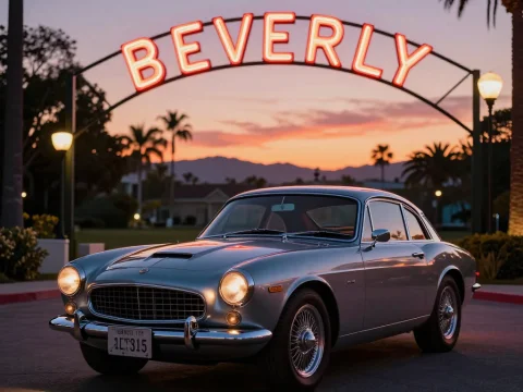 Classic Car at Beverly Hills Sunset