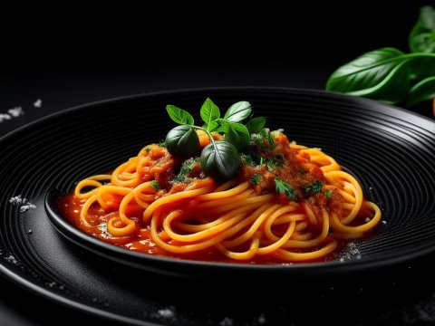 Classic Italian Spaghetti with Tomato Sauce and Basil