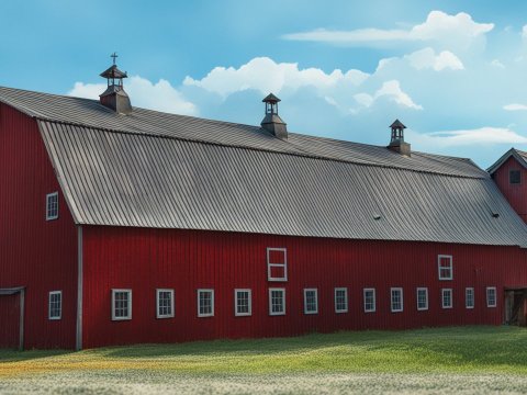 Classic Red Barn in a Scenic Countryside