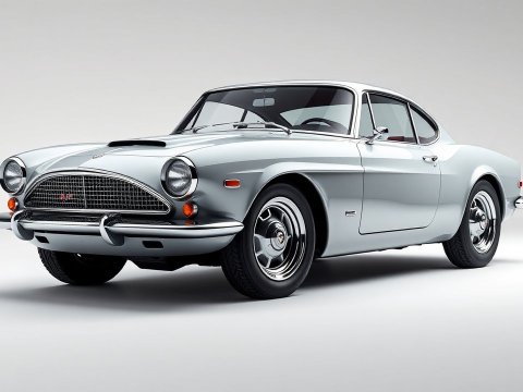 Classic Retro Sports Car in Silver