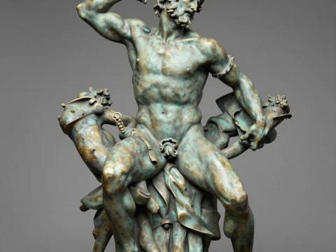 Classical Bronze Sculpture of a Struggling Male Figure
