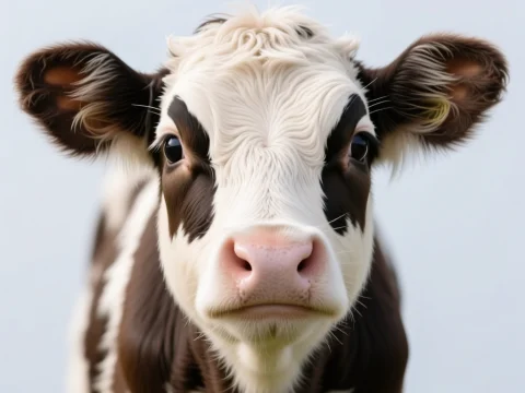Close-up of a Baby Cow Head with Soft Fur