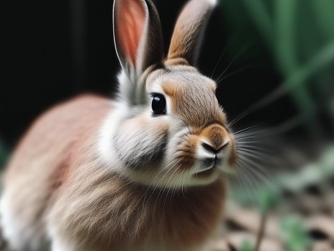 Close-up of a Cute Brown Rabbit in Natural Setting