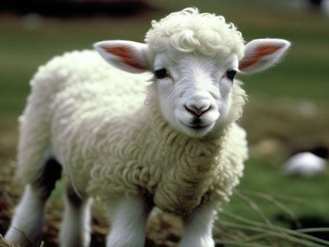 Close-up of a Cute Lamb in a Pastoral Setting
