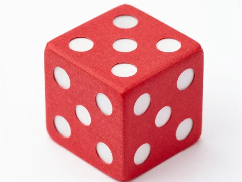 Close-up of a Red Dice with White Dots