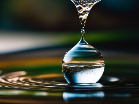 Close-up of a Water Droplet Creating Ripples