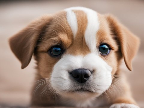 Close-up of Adorable Brown and White Puppy