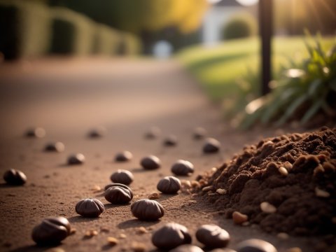 Close-up of Coffee Beans and Ground Coffee on Pathway at Sunset