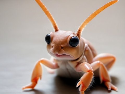Close-up of Cute Orange Insect with Large Eyes