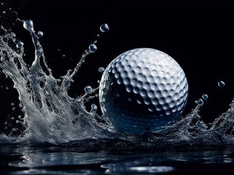 Close-up of Golf Ball Splashing in Water