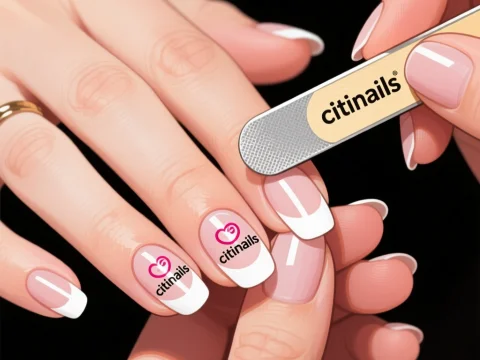 Close-up of Manicure with Citinails Branding