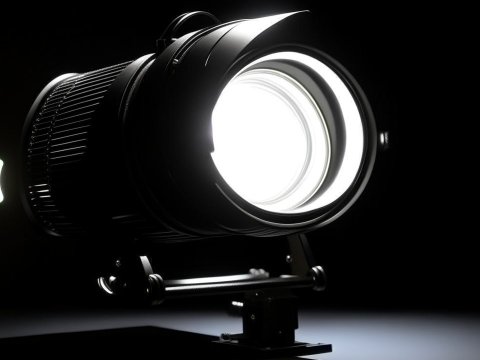 Close-Up of Professional Camera Lens with Bright Lighting