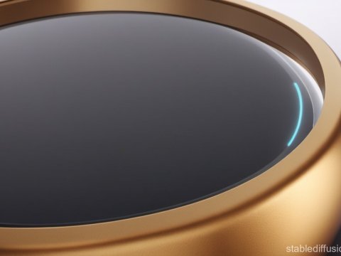 Close-up of Sleek Gold Smart Device with Black Screen