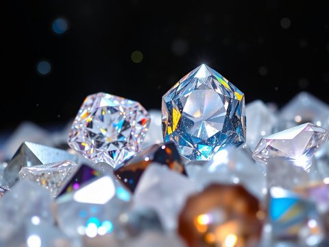 Close-up of Sparkling Faceted Gemstones