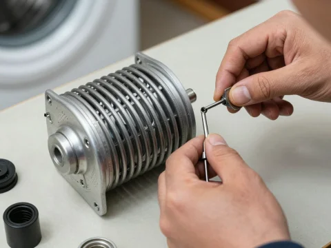 Close-up of Washing Machine Heater Repair