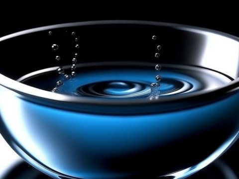 Close-up of Water Droplets Splashing in a Glass Bowl