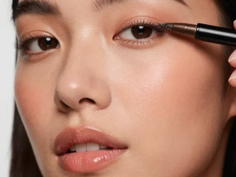 Close-up of Woman Applying Eyeliner with Precision