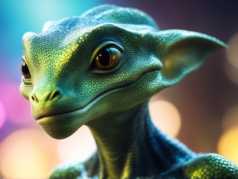 Close-up Portrait of a Beautiful Alien Creature