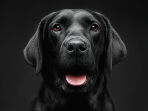 Close-up Portrait of a Black Labrador Retriever