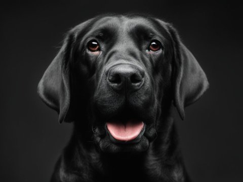 Close-up Portrait of a Black Labrador Retriever